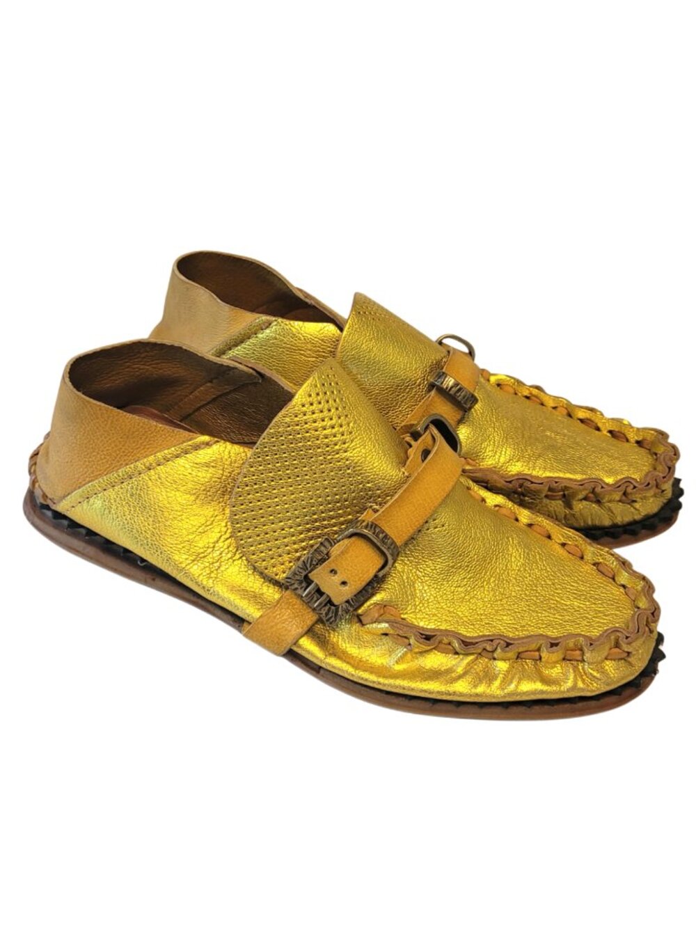 A.S.98 Metallic Leather Moccasin Loafers 37